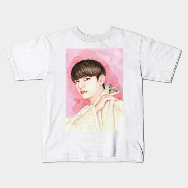 Kim Taehyung with Butterfly Kids T-Shirt by emopod